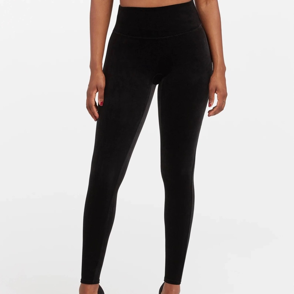 SPANX Black Velvet Leggings size Medium